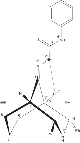 Figure 2.  Non-bonded interaction between C–H(5) and N–NH group.