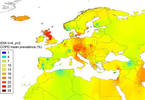 Figure 1 COPD mean prevalence in Europe.