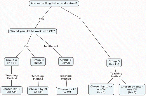 Figure 1. Flow chart of the determination of the teaching method (CM or non-CM) for each tutorial group.