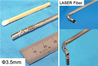 Figure 10 Forceps robot for endoscopic fetus surgery; small diameter, 2DOF, rigid forceps robot with LASER fiber (color figure available online).