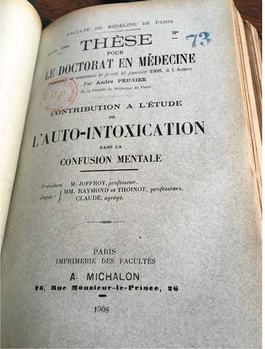 Figure 5. Medical thesis by André Prunier, Bibliothèque interuniversitaire de Santé, Paris, picture taken Manon Mathias, 4 July 2018. Copyright expired.