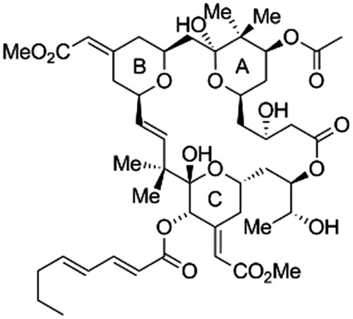 Figure 1. Structure of bryostatin-1 (Trost et al., Citation2011).