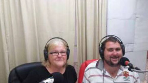 Figure 1. This is me and Linda on air together. Linda was very nervous at the start, but I helped her through it.