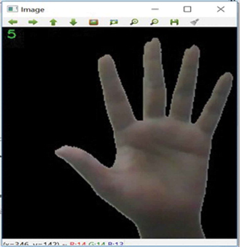Figure 3. Random forest algorithm classifying the gesture on the top left corner.