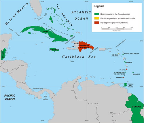 Figure 1. Map of the Caribbean Sea depicting the respondents to QA. (Prepared by Andi Arsana.)