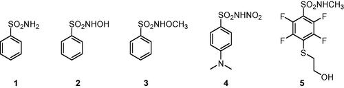 Figure 1. Structures of benzenesulfonamide 1 and N-substituted sulphonamides 2–5.