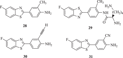 Figure 6.  Chemical structure of antitumour benzothiazole derivatives.