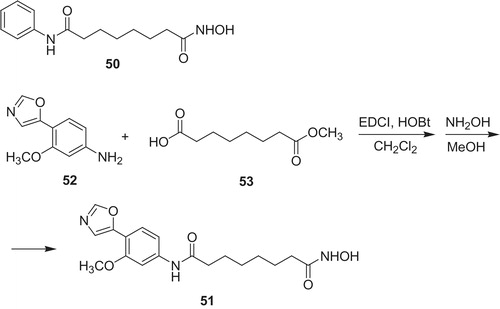 Scheme 9. Synthesis of dual HDAC and IMPDH inhibitor 51Citation48.