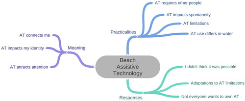 Figure 2. Themes and subthemes of the lived experience of using beach assistive technology for people with physical disability.