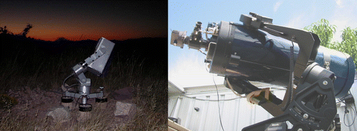 Figure 5. On the left (L) is one of the 6” MicroObservatory telescopes. On the right (R) is the 12” telescope of the Charles Sturt University Remote Telescope Project. Source: Left: Image credit: Mary Dussault, MicroObservatory.