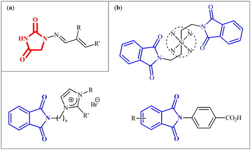 Figure 1. (a) General structure of furagin derivatives developed by our group as isoform-selective CAIs; (b) selected examples of phthalimide-based CAIs.
