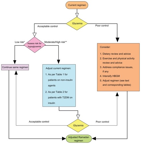 Figure 3 Proposed algorithm for pre-Ramadan review and adjustments of lifestyle and therapeutic regimens.
