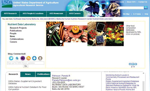 Figure 3. The home page of USDA’s Nutrient Data Laboratory Flavonoid Database.