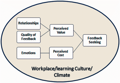 Figure 1. Model of interaction of themes influencing resident feedback-seeking behaviours.