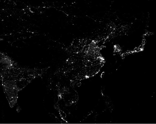 Figure 1. The DMSP/OLS nighttime image of Eastern Asia.