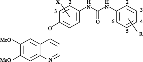 Figure 1 The derivatives of N-Phenyl-N′-{4-(4-quinolyloxy)phenyl}urea.
