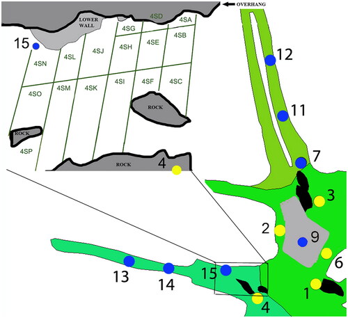 Figure 6. Pull-out section of Area 4, showing sub-divided surface collection areas.