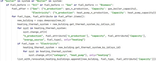 Figure 9. Sample code for the upgrade of the heating system.