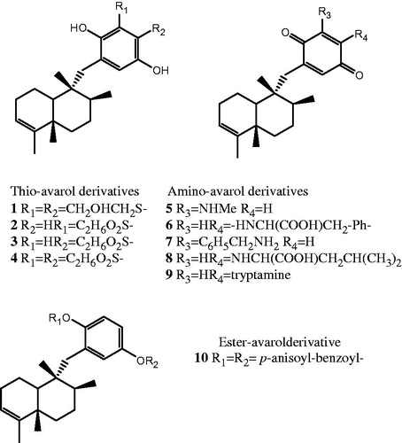 Figure 1. Chemical structural formula of bioactive avarol derivatives.