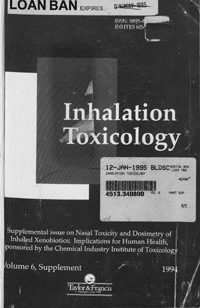Cover image for Inhalation Toxicology, Volume 6, Issue sup1, 1994