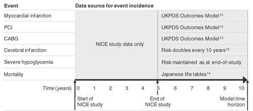 Figure 1.  Data sources for event incidence over the model time horizon.