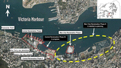 Figure 2 The Five Phases of Central and Wan Chai Reclamation. Source: Author. Hong Kong outline map: http://worldmapsonline.com/images/OutlineMaps/Hong%20Kong.jpg, accessed 13 January 2008; base photo: image@2008 Digital Globe, Google Earth, accessed 13 January 2008.