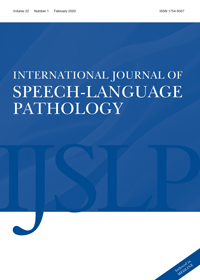 Cover image for International Journal of Speech-Language Pathology, Volume 22, Issue 1, 2020