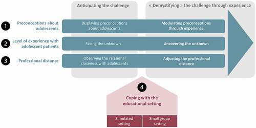 Figure 2. Illustration of the process of anticipating and ‘demystifying’ the challenge through the experience with an adolescent simulated patient