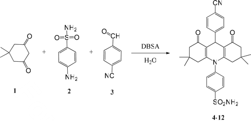 Scheme 1.  Synthesis of acridine-1,3-dion sulfonamides (4–12).