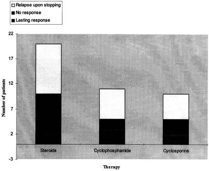 Figure 1. Response to therapy among nephrotic patients, n = 20.