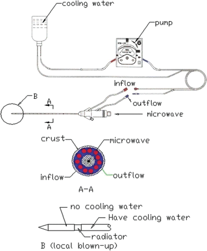 Figure 2. Structure of the antenna and water circulation.