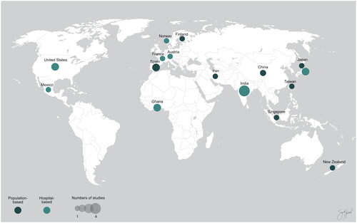 Figure 2. Locations of included prevalence studies.