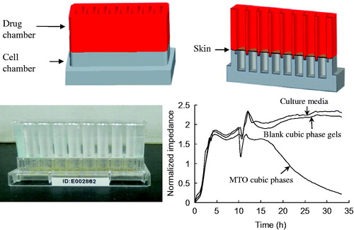 Figure 3. Design and fabrication of the modified ECIS chip and the cytotoxicity profiles of the different formulations on the B16 cells, as assessed through impedance sensing. The impedance profile data are presented as the means ± SDs (n = 3).