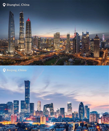 Figure 11. Urban landscape published on World Emoji Day (the photograph of Shanghai sets as figure 11(a) and the photograph of Beijing sets as figure 11(b)).