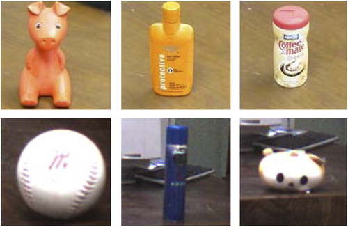 Figure 9. Six objects used to test the recognition rates of the proposed model.