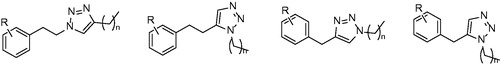 Figure 10. General structure of triazole potential inhibitors derived from previously published class b compounds. R: halogen, Me and OMe and n: 5–11.
