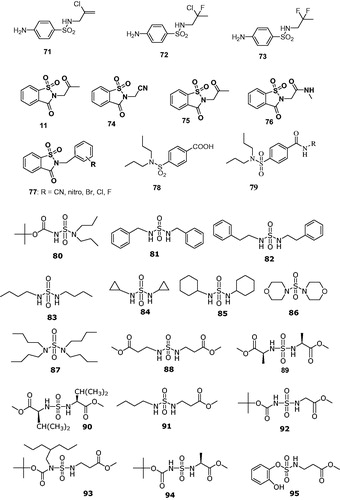 Figure 14. Secondary/tertiary sulfonamides, sulfamates, and sulfamides investigated as CAIsCitation145–154.