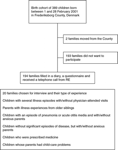Figure 1. Study population and type of experience in families selected for interview.