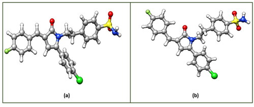 Figure 3. Optimized structures of (a) (3n-E) and (b) (3n-Z) at B3LYP/def2-TZVP D3BJ level of theory.