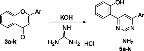 Scheme 2 Synthetic route to the pyrimidines (5a–k).