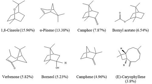 Figure 1. The major constituents of the essential oil of the aerial parts of Rosmarinus officinalis L.