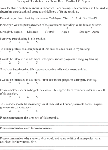 Figure 1. Learner evaluation form.