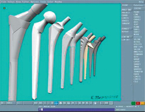 Figure 3. The stems selected for the trial implantation and CAD-CAM analysis.