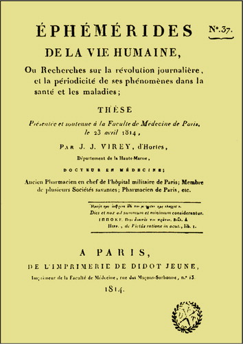 FIGURE 4 Thesis of Julien-Joseph Virey presented to the Medical Faculty of Paris in 1814 (Virey, Citation1814). Appreciation is acknowledged to A. Reinberg for providing the author a copy of this thesis.