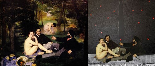 Figure 3. Left, Edouard Manet, Déjeuner sur l’herb (1863). Right, Farideh Lashai, Déjeuner au Park Mellat (2010).
