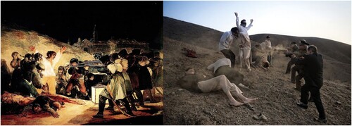 Figure 5. Left, Francisco Goya, The Third of May, 1808 (1814). Right, Azadeh Akhlaghi, Execution of Bijan Jazani, 1975, from the ‘Eye Witness’ series (2012).