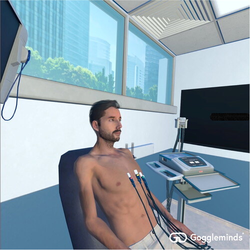 Figure 2. Virtual reality application simulating electrocardiogram lead placement.