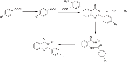 Scheme 2.  Mechanism of formation of 2,3-disubstituted 3H-quinazolin-4-ones.