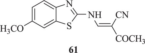 Figure 15.  Chemical structure of 2-acetyl-3-(6-methoxy-benzothiazo)-2-yl-amino-acrylonitrile.