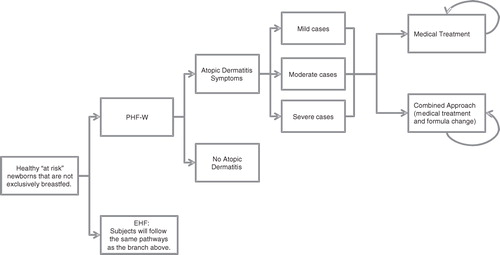 Figure 1.  Decision tree model depicting the treatment patterns of atopic dermatitis in Denmark in a population ranging from newborns to 3-year olds.